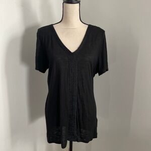 Calvin Klein Short Sleeve Shirt Large Black Embellished Everyday‎ Minimalist Top